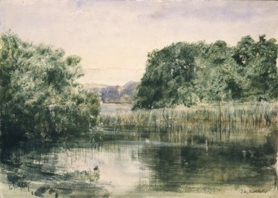 View of a Lake with Trees by John William Inchbold